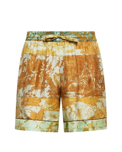 Pierre Louis Mascia Yellow Aloe Floral-Print Shorts