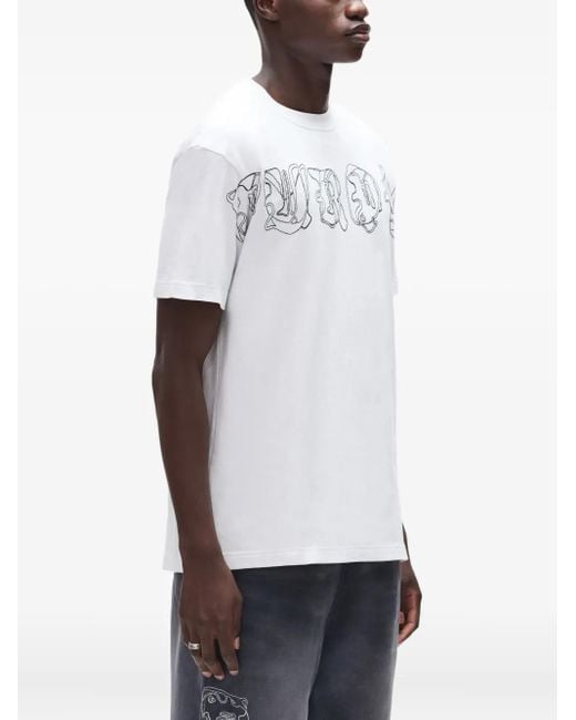 Purple Brand White Graphic-Print T-Shirt for men