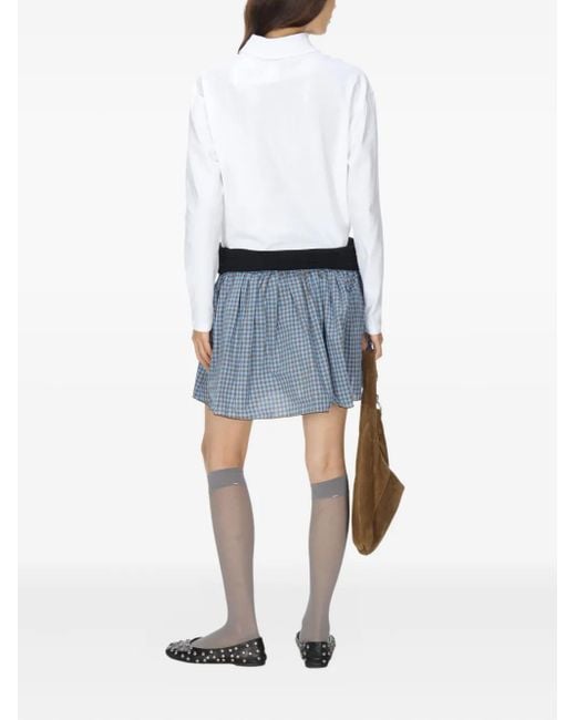 GIMAGUAS White Chico Polo-neck Gingham Mini Dress