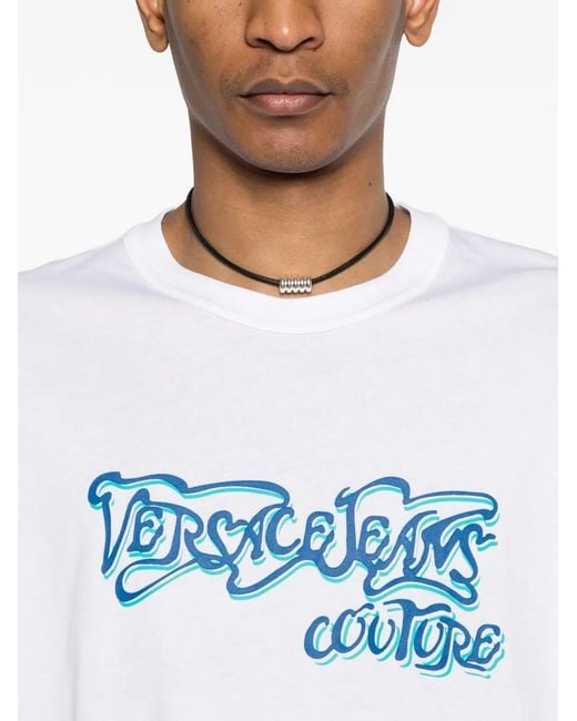 Versace Jeans Couture White Logo-Print T-Shirt for men