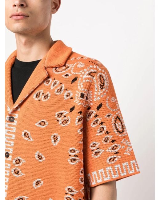 メンズ Alanui バンダナプリント シャツ Orange