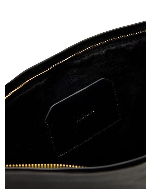 AllSaints Black Logo-Debossed Leather Clutch Bag