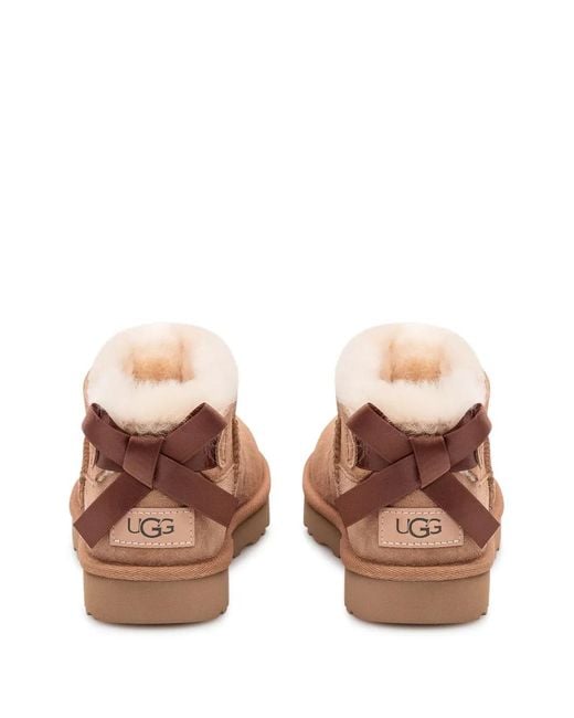 Ugg Brown Ultra Mini Bailey Bow Ankle Boots