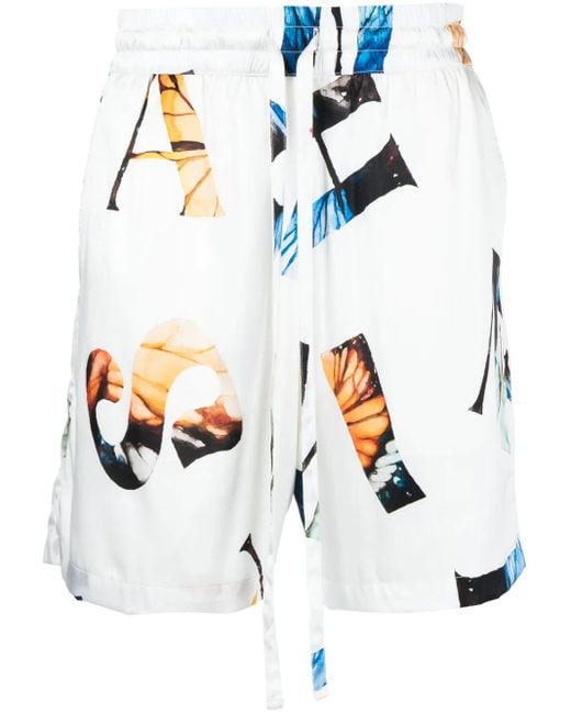 Short En Soie À Imprimé Graphique NAHMIAS pour homme en coloris White