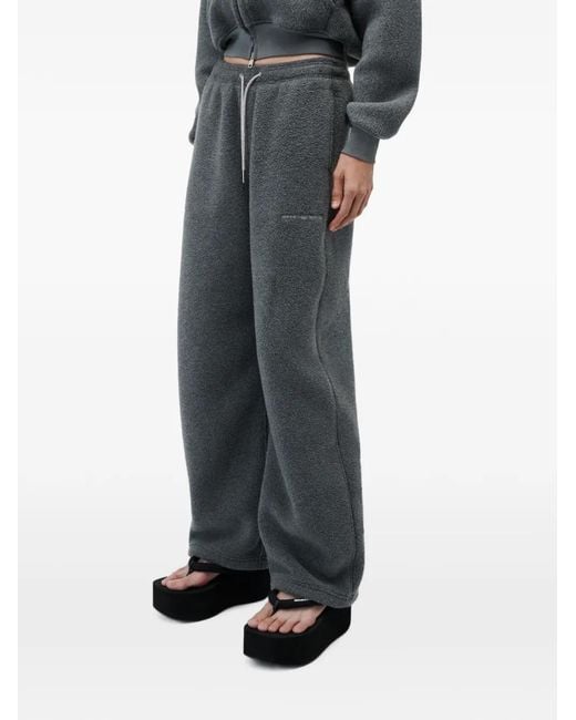 Alexander Wang Gray Mid-Rise Track Pant W/ Rhinestone Drawcord