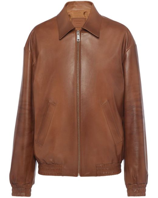 Prada Brown Nappa Leather Jacket