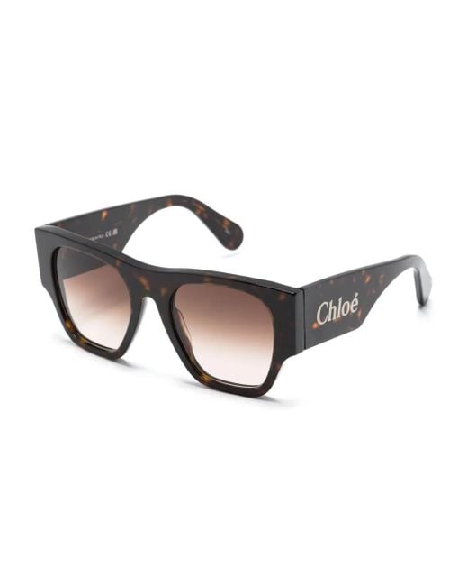 Chloé Brown Naomy Square-Frame Sunglasses