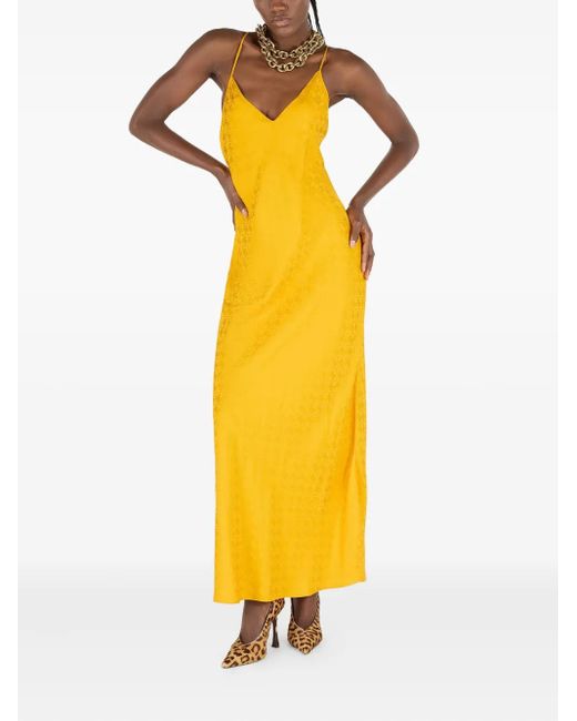 Roberto Cavalli Yellow Snake Monogram Dress