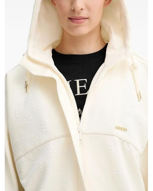 Guess White Zip-Up Hoodie