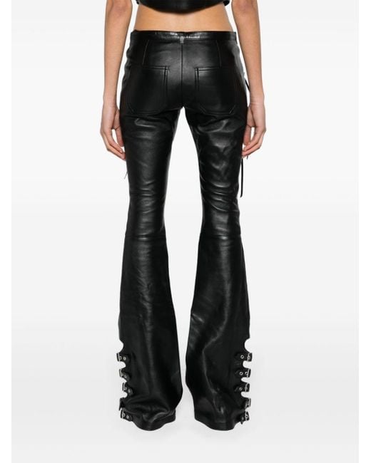 Courreges Black Mid-rise Bootcut Leather Trousers