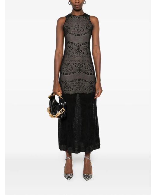 Twinset Black Openwork Midi Dress