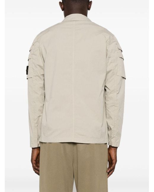Stone Island Natural Compass-patch Zip-up Shirt Jacket for men