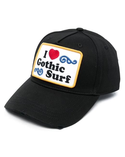 DSquared² Black Cotton Logo-Embroidered Cap for men