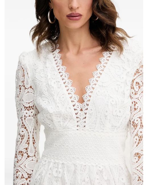 Morgan Lace V-Neck Mini Dress in White | Lyst
