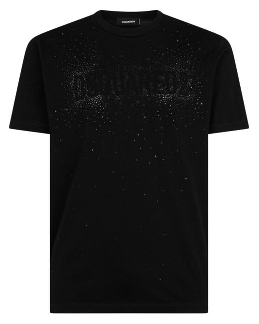T-shirt à logo pailleté DSquared² pour homme en coloris Black