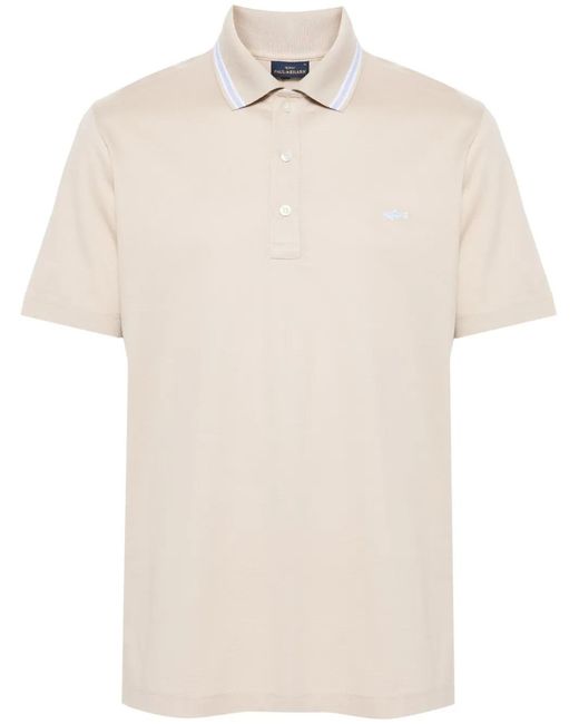 Paul & Shark White Logo-Patch Piqué Polo Shirt for men