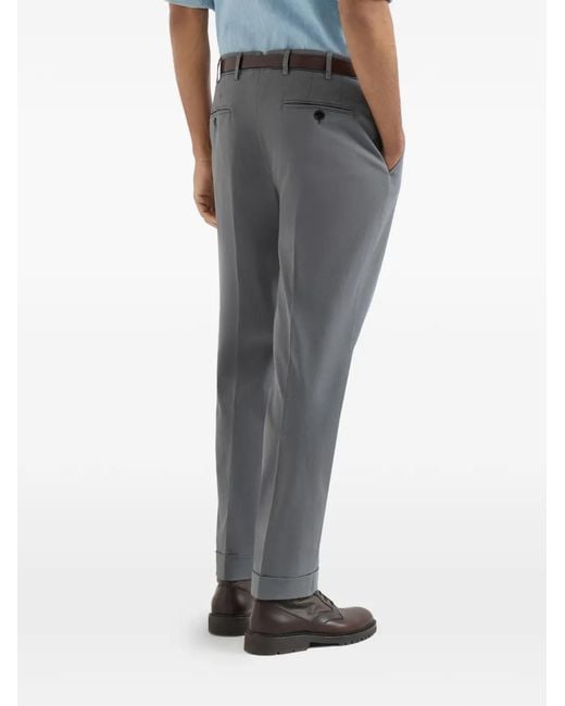 Brunello Cucinelli Gray Garment-Dyed Italian-Fit Trousers for men