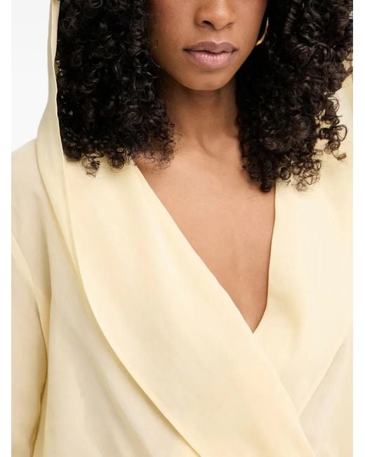 Pinko Blue Wrap-Style Hooded Blouse