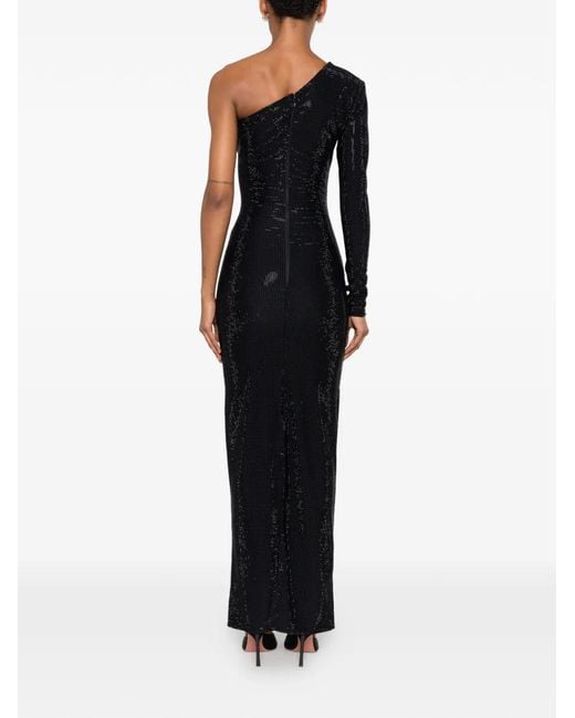 Miron Black One-Shoulder Flower-Accent Dress