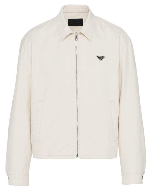 Prada White Velvet Denim Blouson Jacket for men