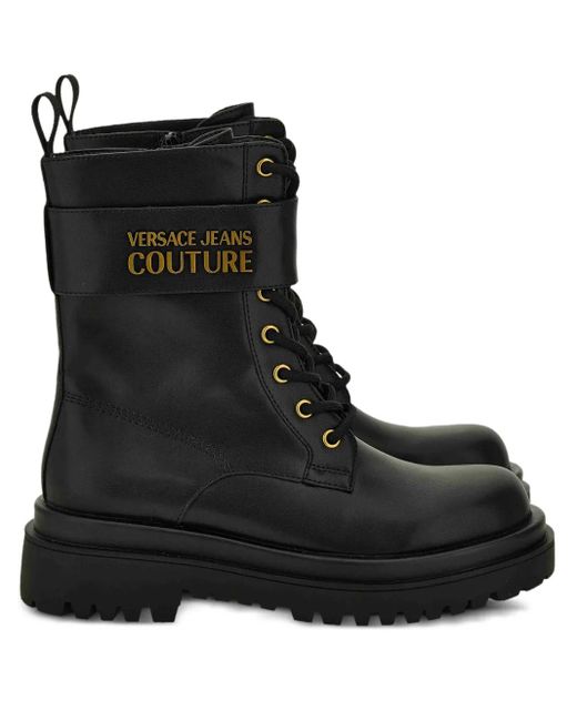 Versace Jeans Couture Black Logo Hardware Boots