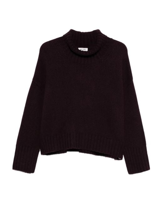 Jersey con cuello alto Soft Goat de color Black