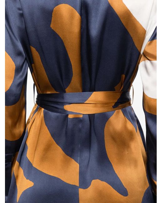 Kiton Blue Printed Midi Dress