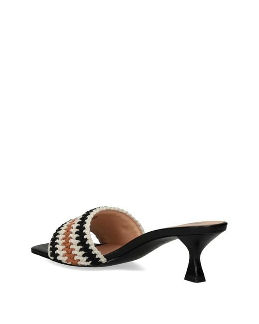 Love Moschino Black Crochet-Knit Heart-Motif Sandals