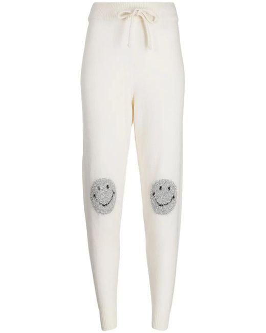 Joshua Sanders White Lurex-Detail Merino Wool-Blend Trousers
