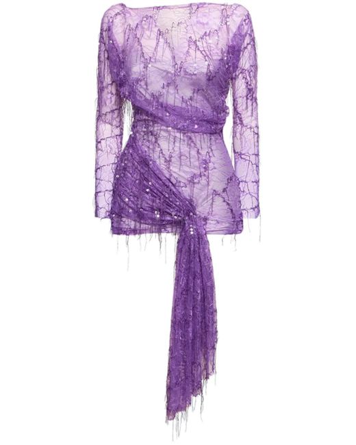 Christopher Esber スパンコールレースミニドレス Purple