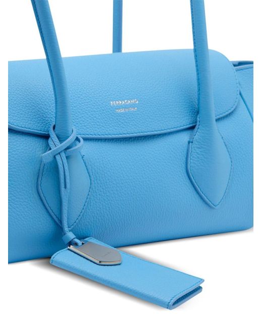 Ferragamo Blue East-west Leather Tote Bag