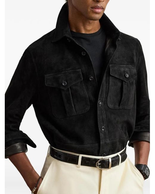 Ralph Lauren Black Suede Cargo Jacket for men