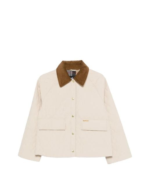 Barbour Natural Quilted Corduroy-Collar Jacket