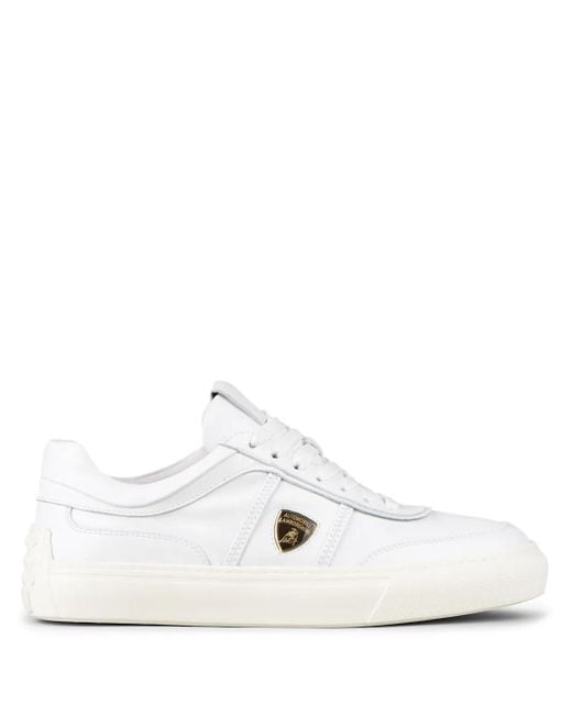 Tod's White Automobili Lamborghini Panelled Lace-Up Leather Sneakers for men
