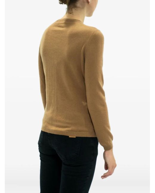 LA ROSE Natural Button Cashmere Cardigan