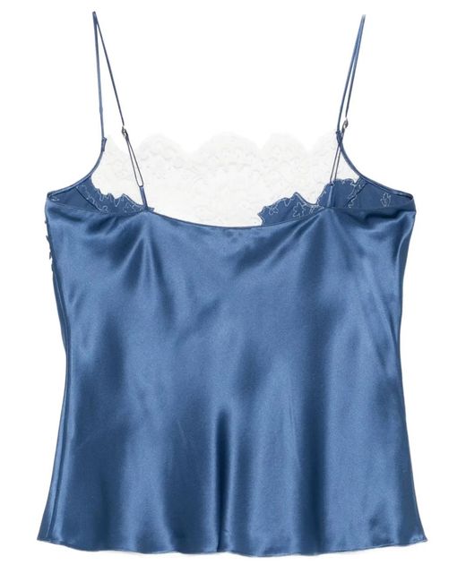 Carine Gilson Blue Lace-Details Slip