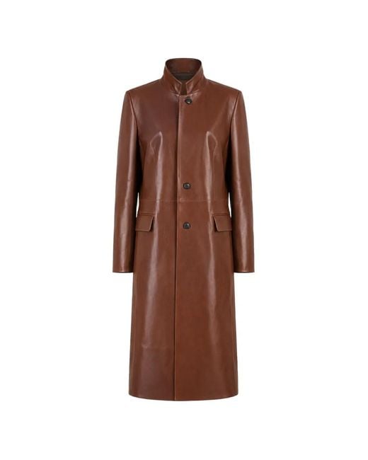 Desa Nineteenseventytwo Brown Manteau Redingot En Cuir