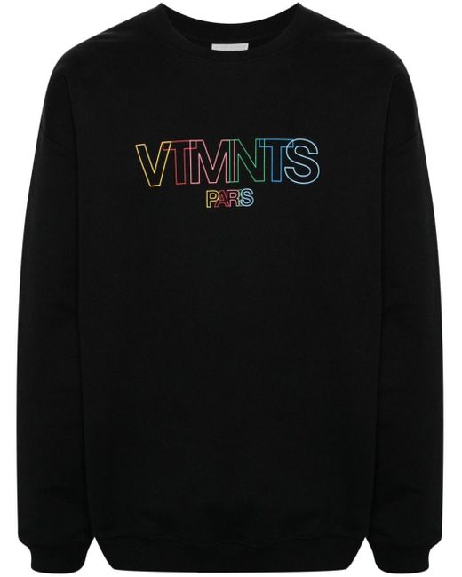 VTMNTS Black Logo-print Crew-neck Sweatshirt for men