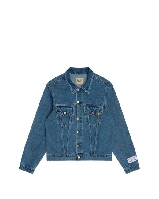 GALLERY DEPT. Blue Andy Embroidered-Logo Denim Jacket