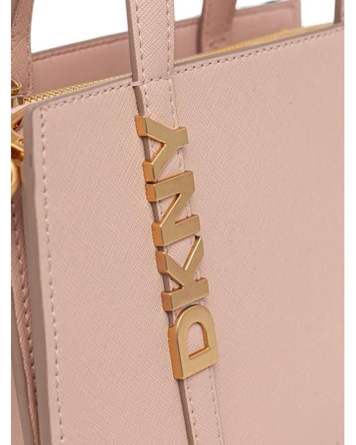 DKNY Pink Avril Logo-Plaque Leather Tote Bag