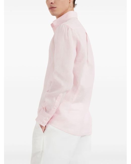 メンズ Brunello Cucinelli ロングスリーブ リネンシャツ Pink