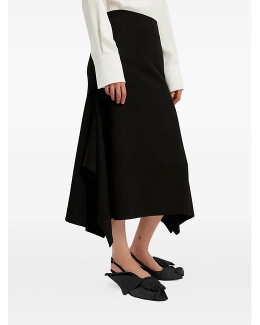 Erdem Black Ruffled Midi Skirt