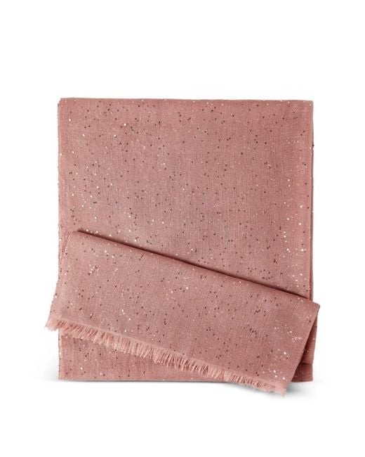 Brunello Cucinelli Pink Sequin-Embellished Scarf