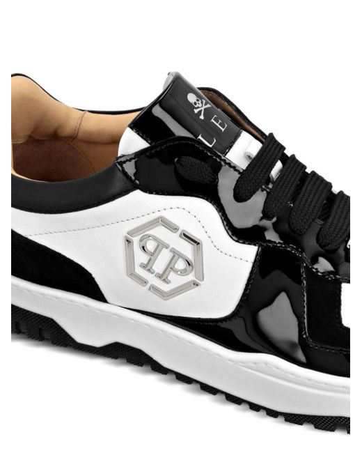 Philipp Plein Black Panelled Leather Sneakers