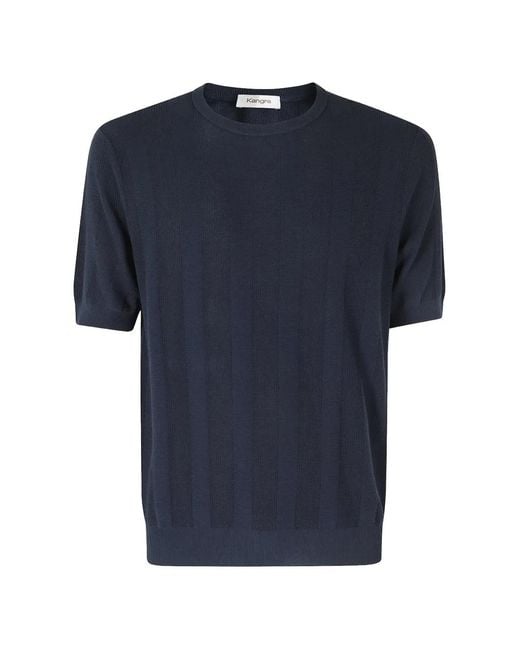 Kangra Blue Ribbed Short-Sleeve T-Shirt for men