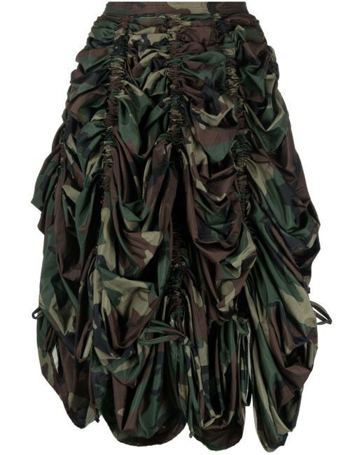 Norma Kamali Black Parachute Camouflage Pattern Skirt