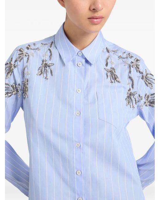 Ports 1961 Blue Striped Embellished Shirt