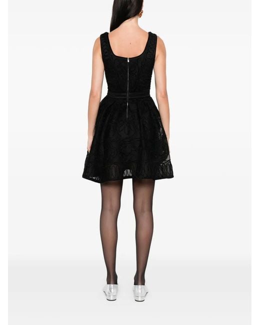 Maje Black Short Embroidered Basket Knit Dress