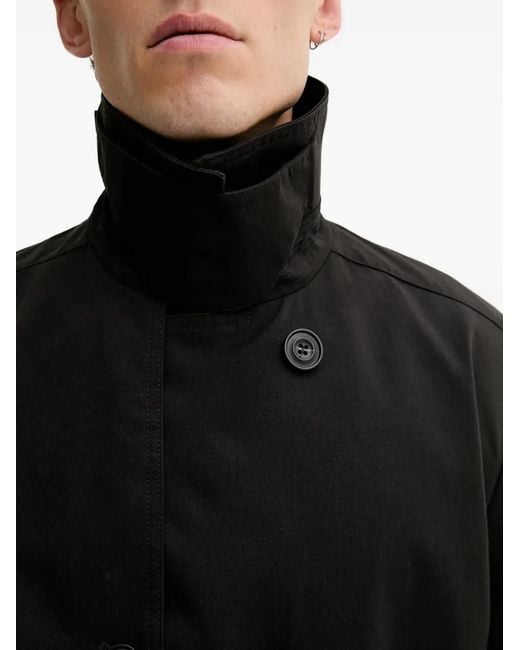 HUGO Black Maluk Belted Double-Breasted Trench Coat for men