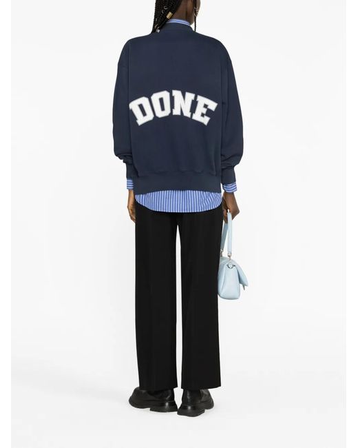 we11done Blue Logo-Print Cotton Sweatshirt